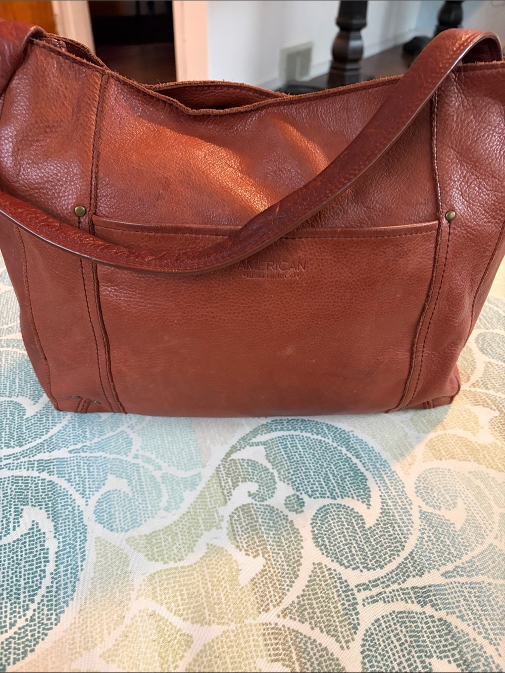 American Leather pebble leather tote